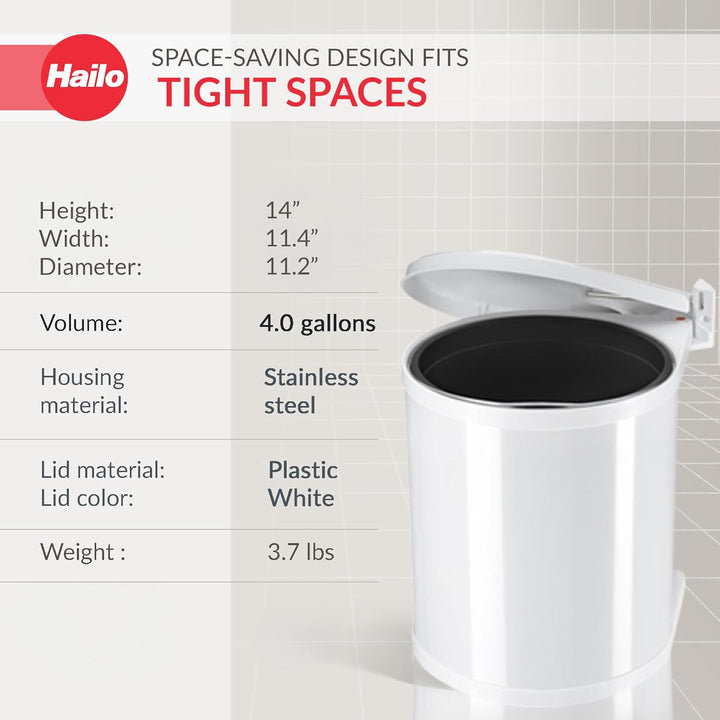Hailo CompactBox M Abfallsammler - Einbau Swing Mülleimer aus Stahlblech, Farbe weiss für Küche und