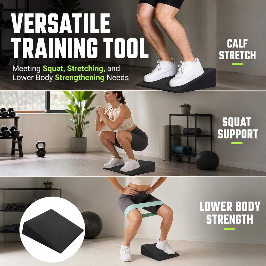 Wadendehner 2er Set, Squat Wedge Wadenstrecker, Slant Board Mobilisationskeil, mit 5 Fitnessbänder,