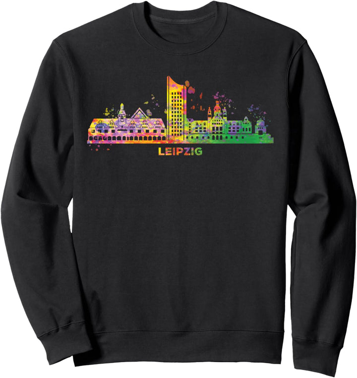 Leipziger Skyline Bunt Uniriese Stadtbild Leipzig Sweatshirt