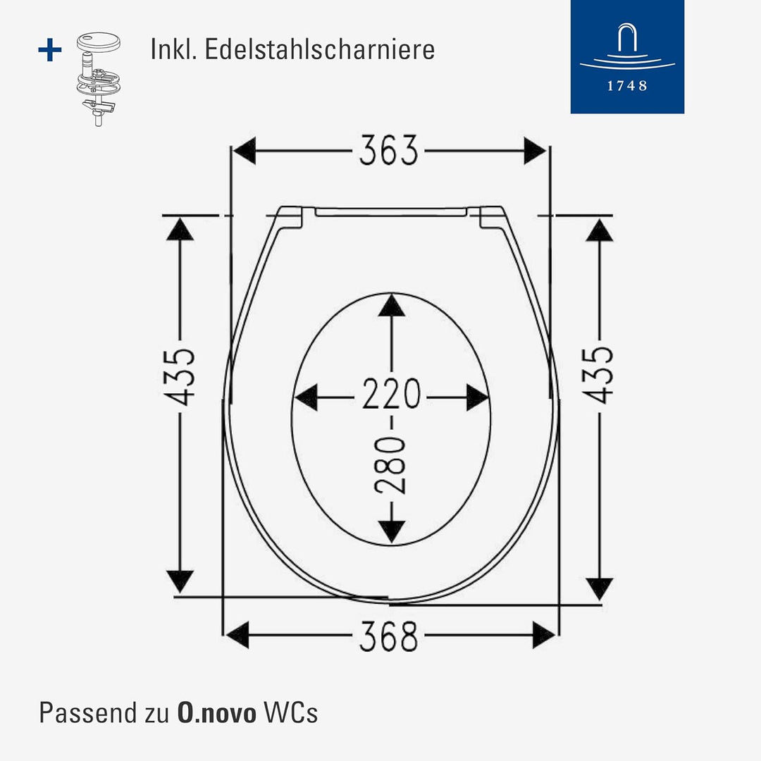 Villeroy & Boch WC-Sitz O.novo - Toilettendeckel Weiss glänzend mit Absenkautomatik - Abnehmbarer, b