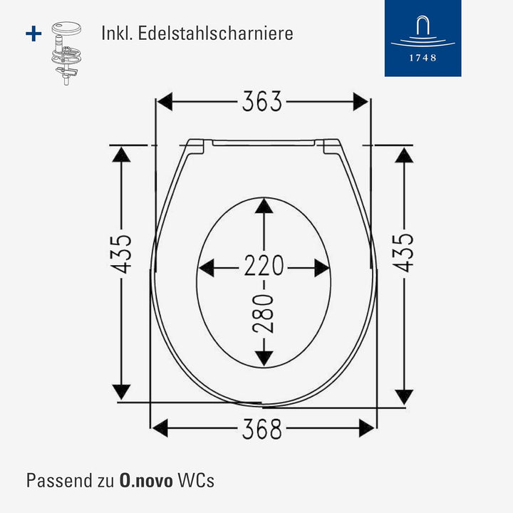 Villeroy & Boch WC-Sitz O.novo - Toilettendeckel Weiss glänzend mit Absenkautomatik - Abnehmbarer, b