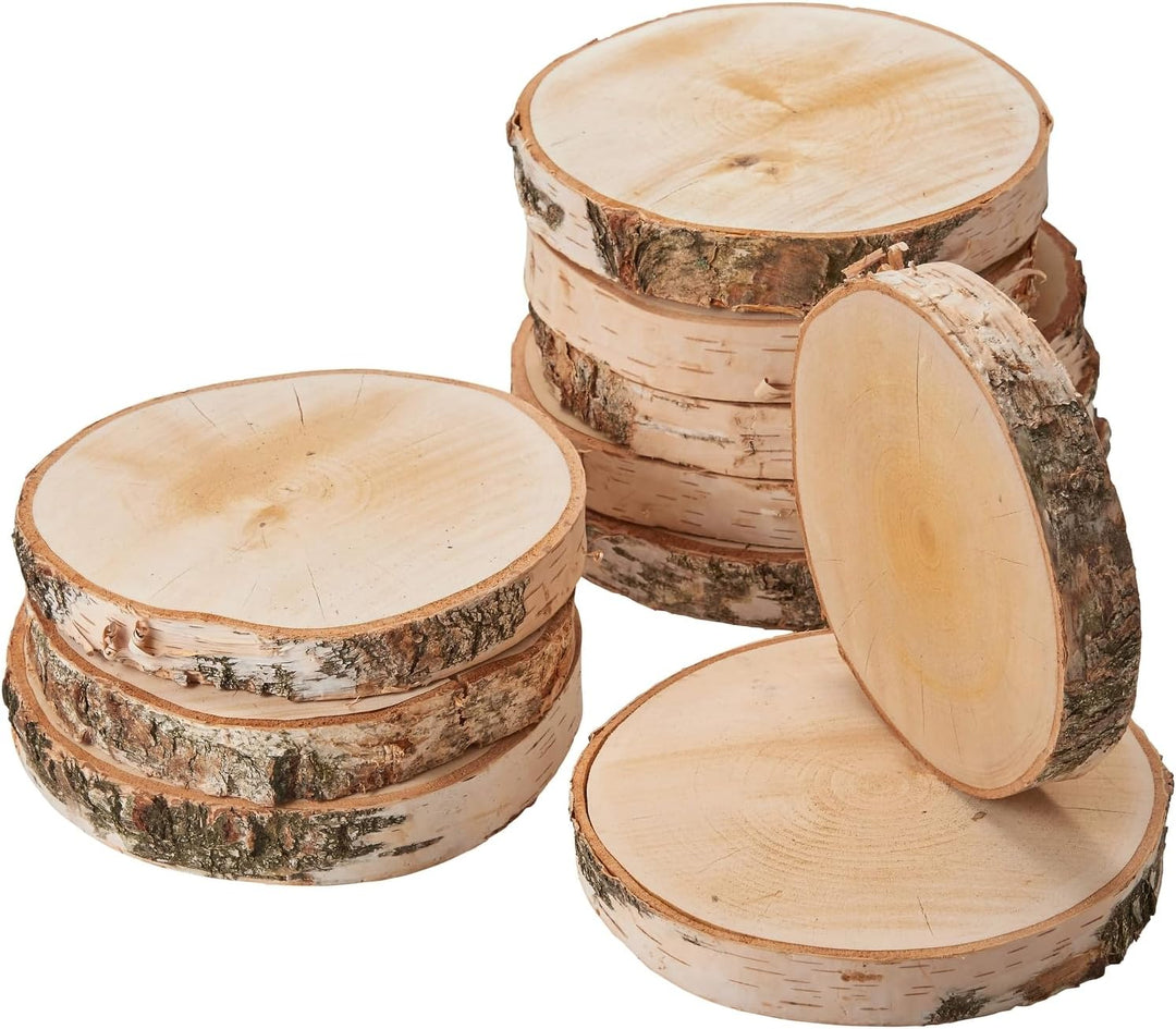 Grosse Holzscheiben in 20 cm (18-22cm) Durchmesser für DIY Basteln und Dekorieren - 10 Stück runde B