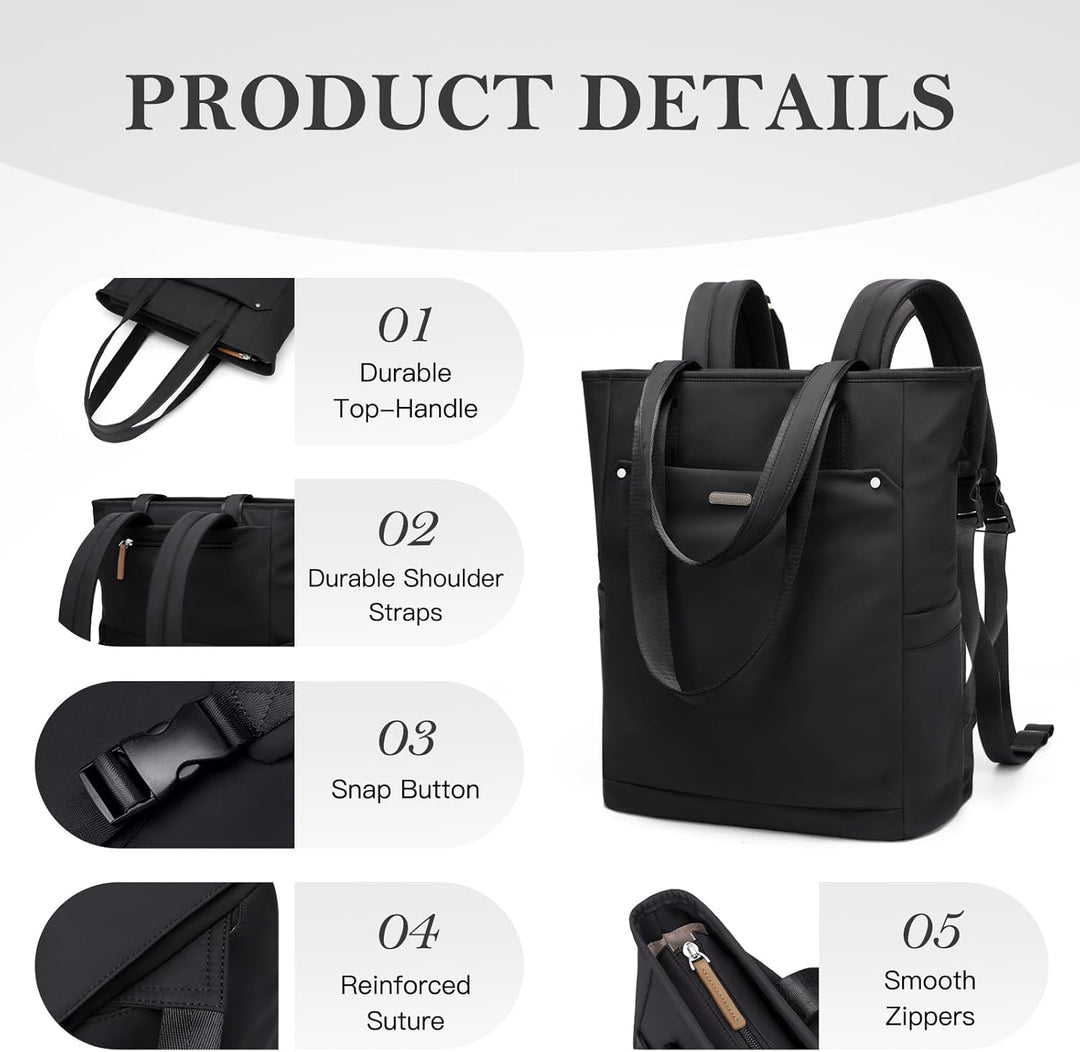 Rucksack Damen 16 Zoll,Elegant Laptop Handtasche 2 in 1, Schultasche Women Tagesrucksäcke Arbeitstas