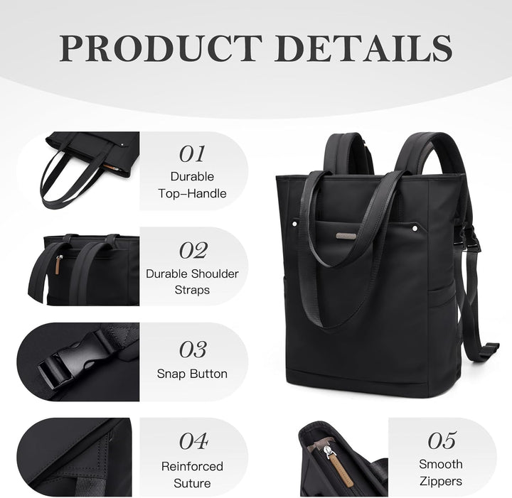 Rucksack Damen 16 Zoll,Elegant Laptop Handtasche 2 in 1, Schultasche Women Tagesrucksäcke Arbeitstas