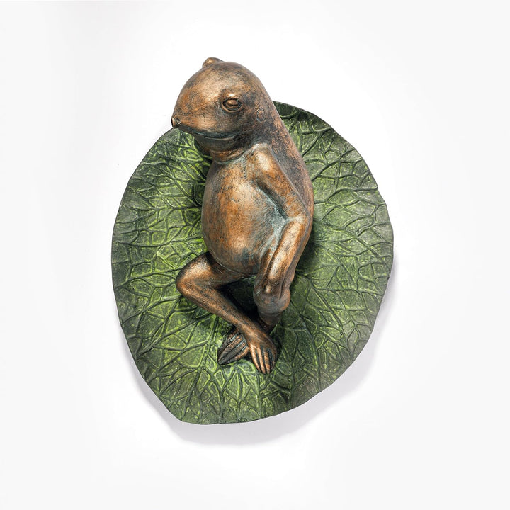 Esotec Solar Wasserspeier Set Frosch liegend auf Seerosenblatt, Pumpe, Solarmodul, Teichfigur, Garte