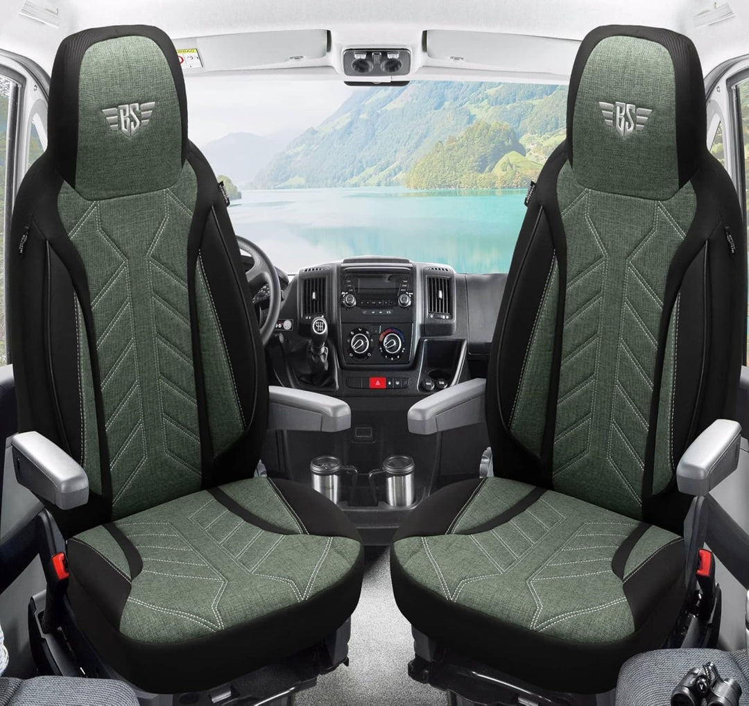 BREMER SITZBEZÜGE Wohnmobil Schonbezüge für FIAT Ducato Jumper Boxer PLKT213 PLKT213 - Schwarz/Olivg