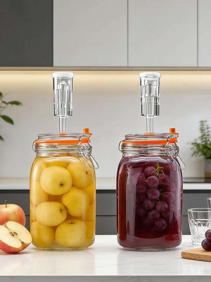 1,5L Fermentierglas, Fermentiergläser mit Gärventi & Gewicht, Kimchi Behälter Set mit Aufhängevorric
