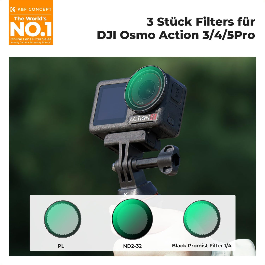 K&amp;F CONCEPT Push in Fit Black Promist 1/4 &amp; ND &amp; CPL Filter Set Kompatibel mit DJI Osmo Action 5 Pro