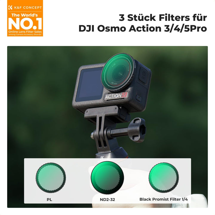 K&amp;F CONCEPT Push in Fit Black Promist 1/4 &amp; ND &amp; CPL Filter Set Kompatibel mit DJI Osmo Action 5 Pro