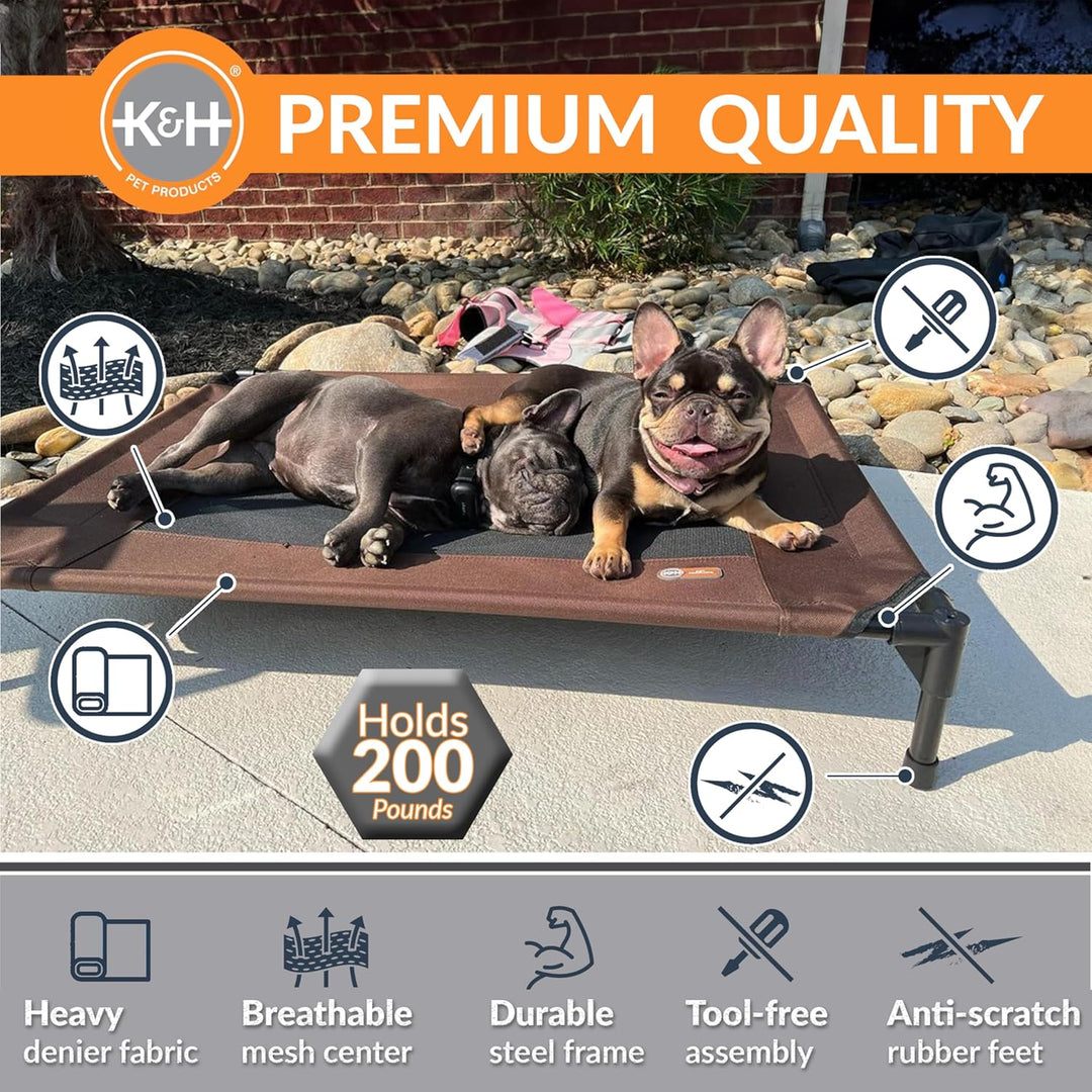K&H PET PRODUCTS Hundebett, erhöht, Netzstoff, Grösse M, 63,3 x 81,8 x 17,8 cm, Schokoladenbraun/Sch