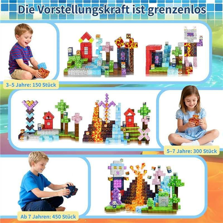 AuTong Magnetische Bausteine 154 Teile - ab 3-9 Jahre Magnetspielzeug Magneten Kinder Magnetische Ba