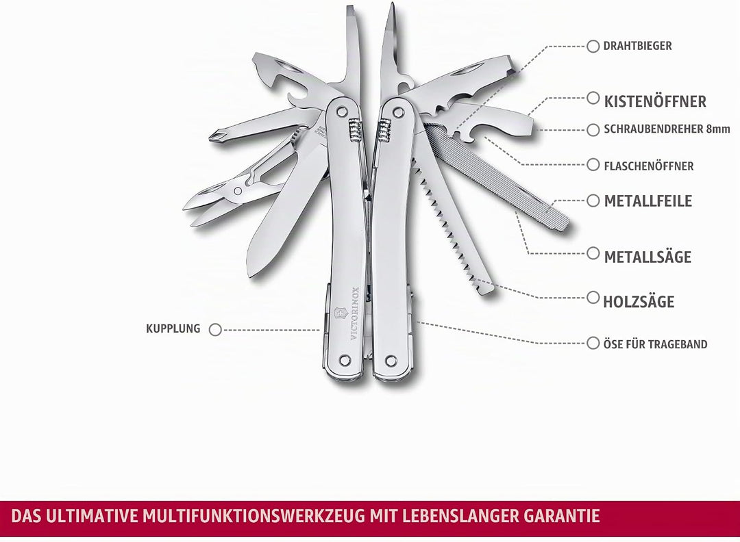 VICTORINOX Multifunktionswerkzeug Swiss Tool Spirit MX, 24 Funktionen, Swiss Made, Multitool mit Fes