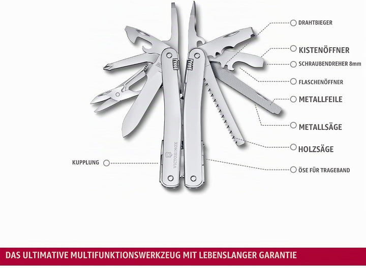 VICTORINOX Multifunktionswerkzeug Swiss Tool Spirit MX, 24 Funktionen, Swiss Made, Multitool mit Fes