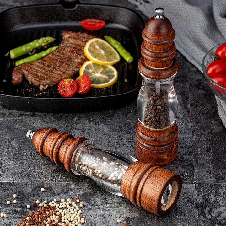 Salzmühlen und Pfeffermühlen Kit mit Sockel Massivholz Leuchtturm Form Salz & Pfeffer Schleifer Kit