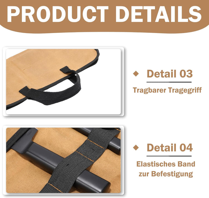 Kaaltisy Küchenmessertasche mit 5 Taschen, Rolltasche, Messertasche Küchenmesser, Messerrolle für Pr