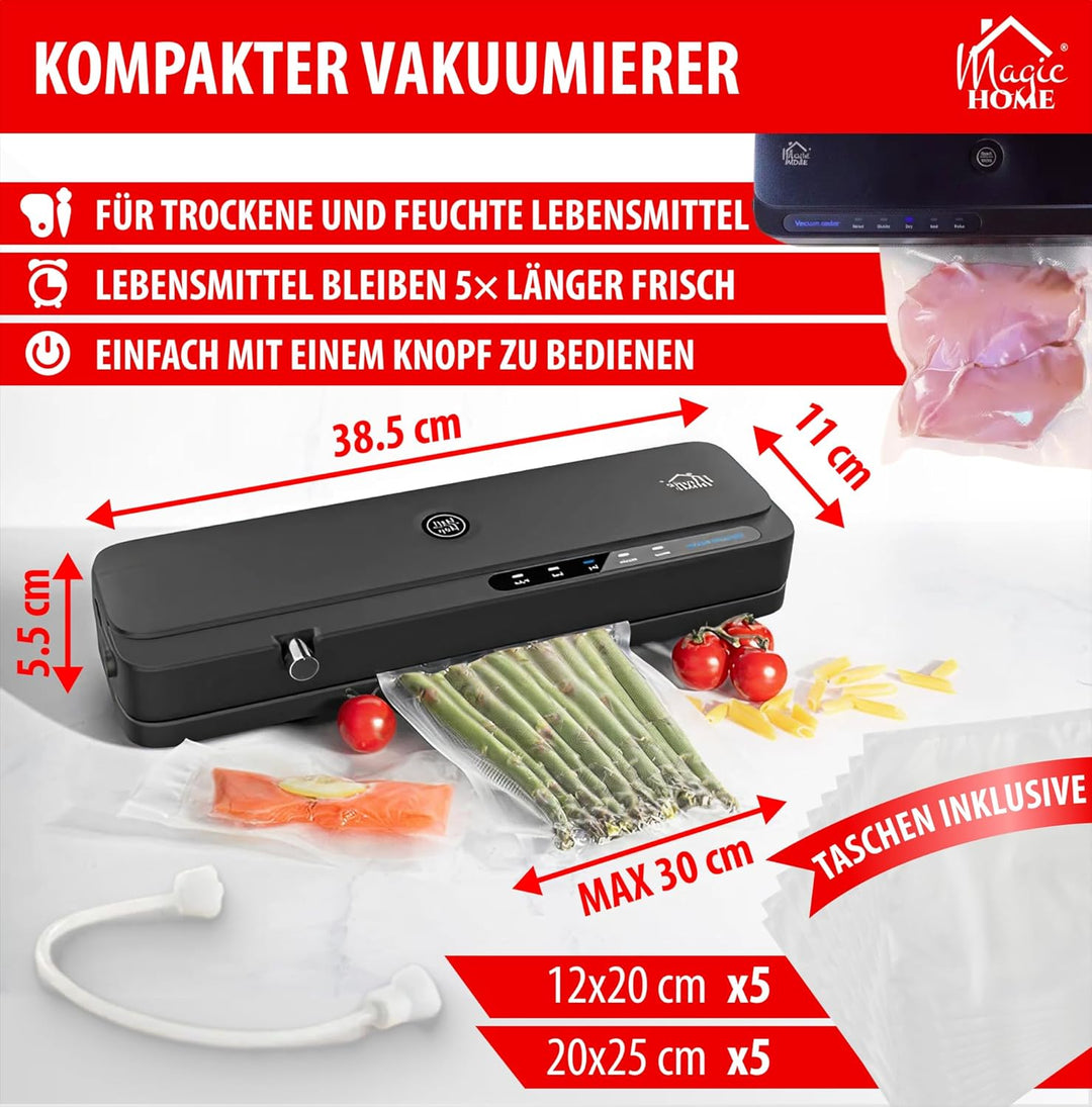 MAGIC HOME Vakuumiergerät & Vakuumierer | Vakuumiergerät für Lebensmittel & Folienschweissgerät | Va