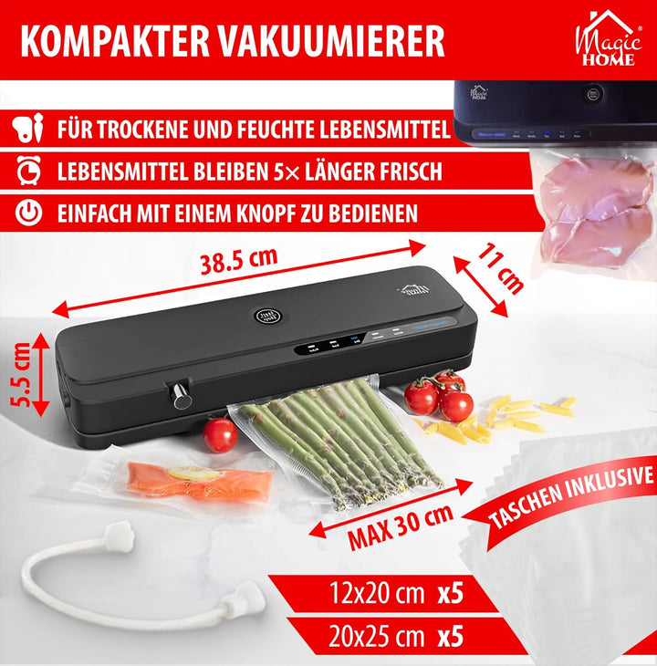 MAGIC HOME Vakuumiergerät & Vakuumierer | Vakuumiergerät für Lebensmittel & Folienschweissgerät | Va