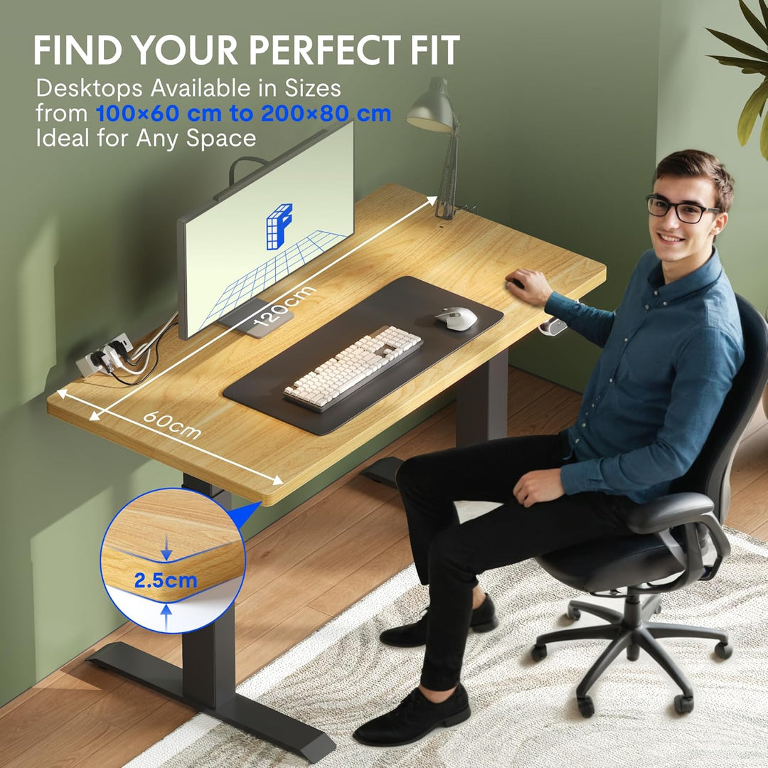 FLEXISPOT stabile Tischplatte 120x60 cm 2,5 cm stark - DIY Schreibtischplatte Bürotischplatte Spanho