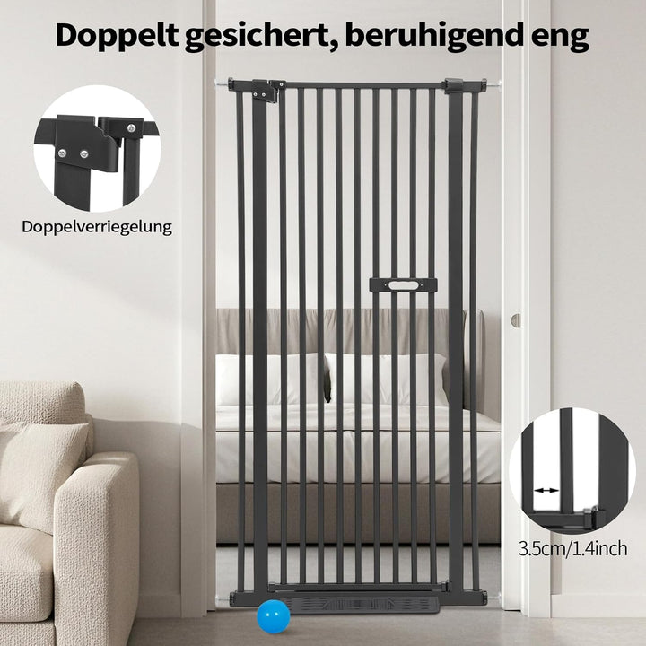 Schutztor Ausziehbar Haustiere Katzentiertor, 150cm Haustiergitter Extra Hoch mit Doppelverriegelung