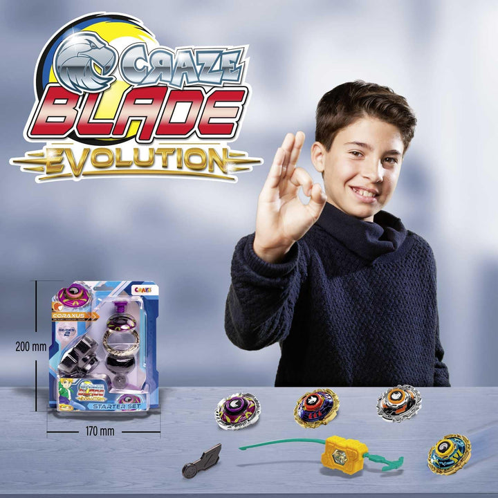 CRAZE Blade Kampfkreisel - Starter Set Evolution Coraxus - Kreisel Metall sehr robust mit Launcher &
