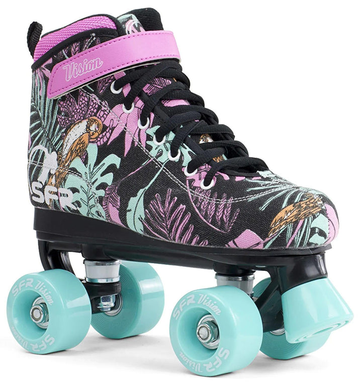 SFR Kinder Vision Canvas Rollschuhe UK13/EU32 Schwarz/Blumenmuster, UK13/EU32 Schwarz/Blumenmuster