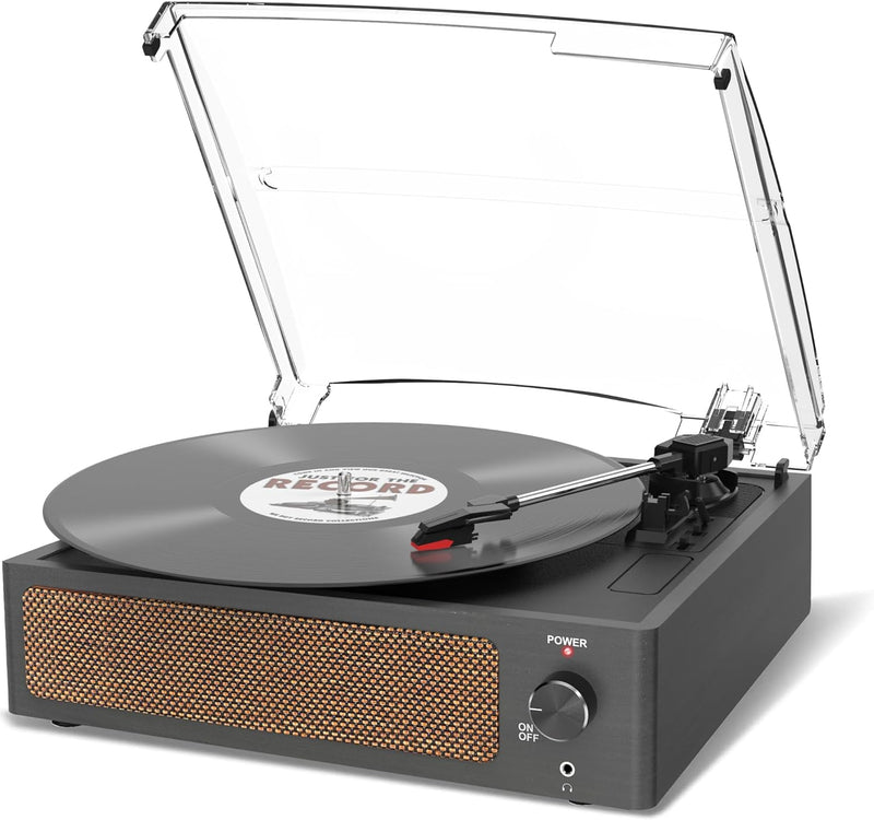 Trynnay Plattenspieler mit Lautsprecher Vinyl Schallplattenspieler Wireless LP Phonograph mit Eingeb