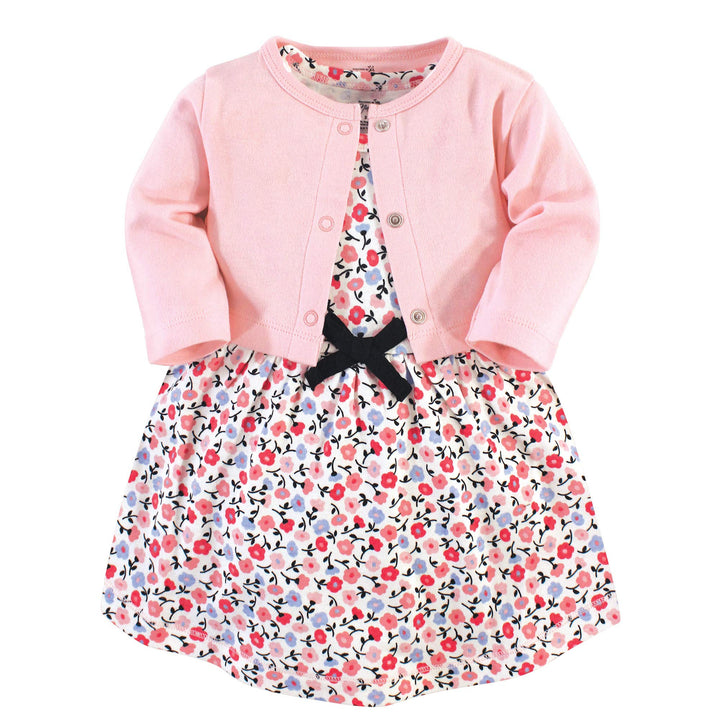 Touched by Nature Mädchen Kleid und Strickjacke aus Bio-Baumwolle Lässiges Kleid 12-18 Monate Ditsy