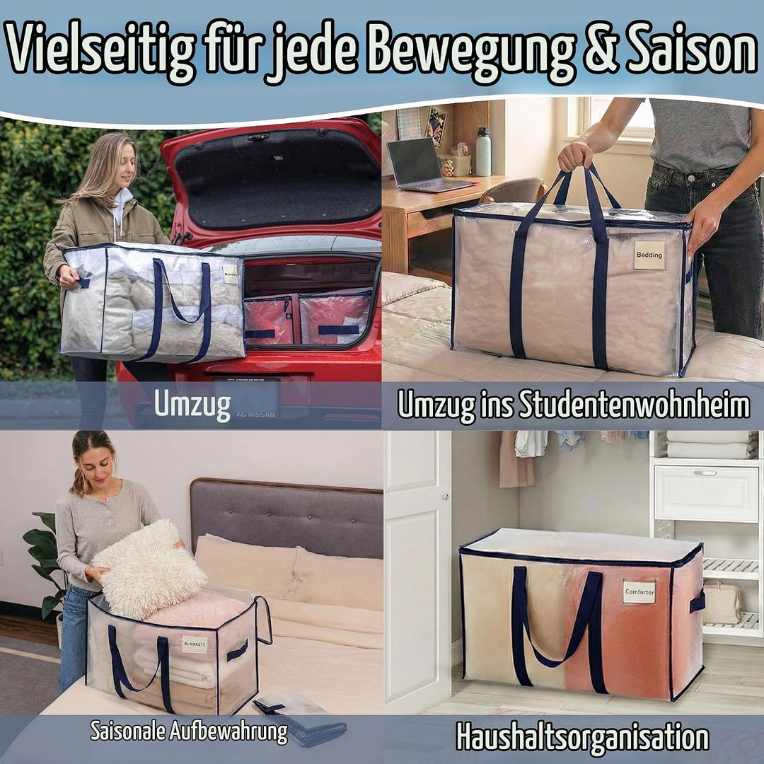 VENO 6-er Pack extra grosse Reisetaschen mit Reissverschlüssen, strapazierfähig, Umzugsbox-Alternati