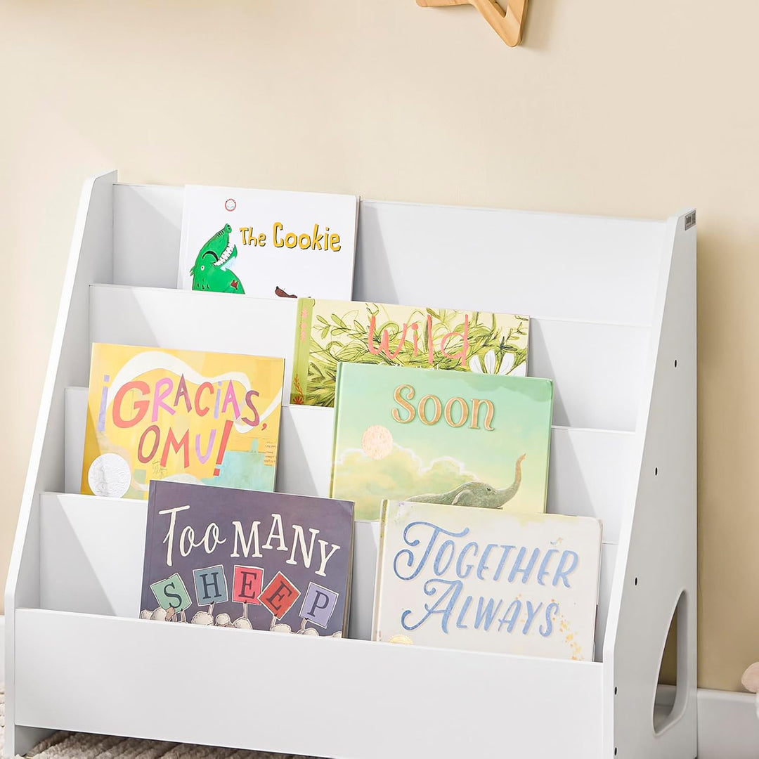 SoBuy Bücherregal Kinder Montessori Kinderregal mit 4 offenen Fächer 1 Ablagefächern Regal Kinderzim