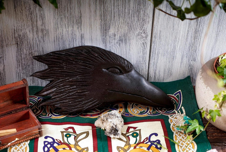Windalf Vikings Wandbild Munin 33 cm Odins Schwarzer Rabe Wandrelief Nordische Mythologie Handarbeit