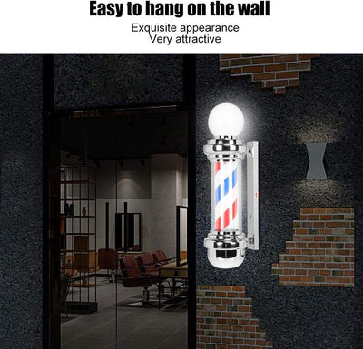 Barber Shop Pole (26,8 '') Rot Weiss Blau Rotierendes LED Licht Friseursalonschild Galvanisieren von