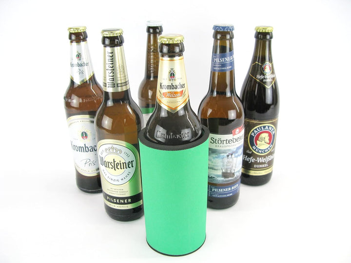 4 hochwertige Qualitätskühler aus 5-6 mm dickem Neopren für 0.5L Flaschen in der Farbe (4 grüne Flas