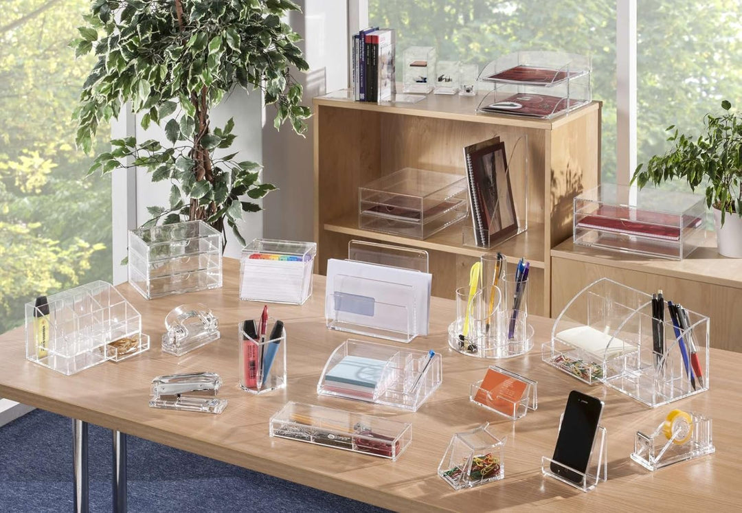 Osco AD01 Schreibtisch-Organizer aus klarem Acryl, Clear Acrylic Clear Acrylic Single, Clear Acrylic