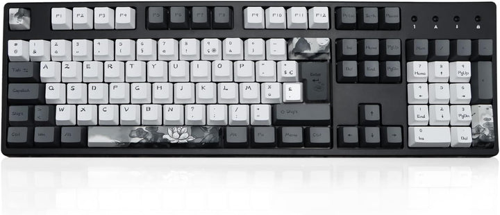 MOLGRIA Ink Lotus Benutzerdefinierte Tastenkappen, 140 Set für Gaming-Tastatur, PBT OEM-Profilfarbst