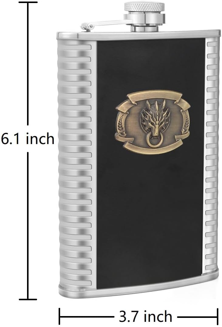 Flachmann mit Trichter und Box, Edelstahl, Drachenmuster, 284 ml C. Drache 283 g, C. Drache 283 g