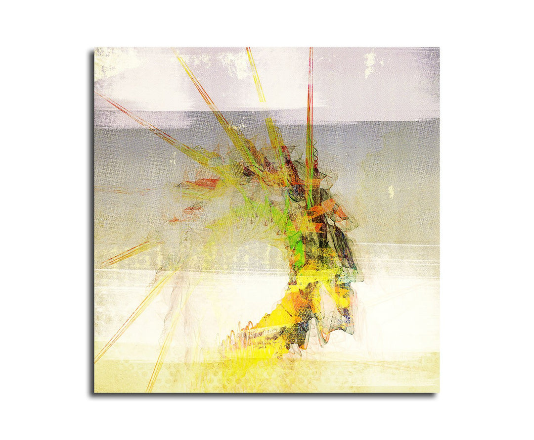 Paul Sinus Art Bild auf Leinwand Abstrakt302_60x60cm Strahlen Leuchtend Abstraktes Motiv quadratisch