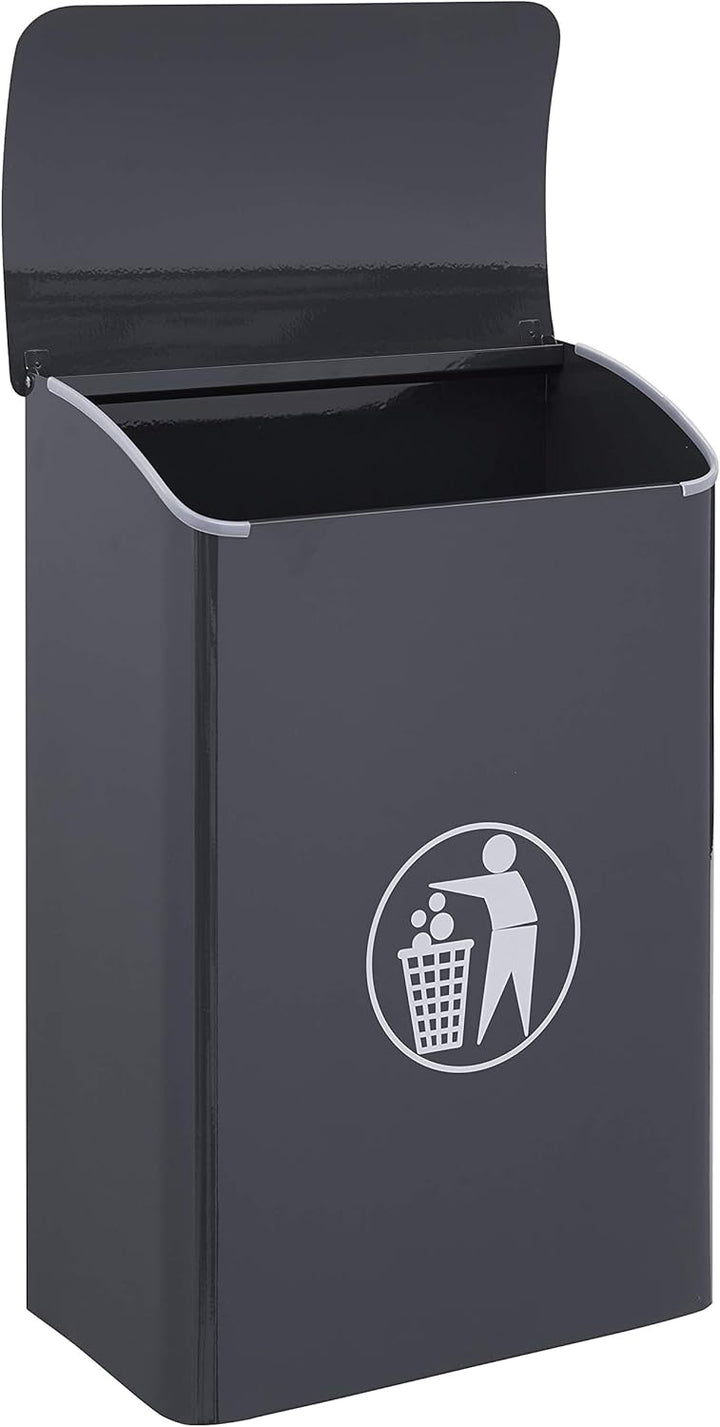 Arregui E6115 Wandmülleimer aus Stahlt, Für Garagen, Portalen und Innenräumen, 30L, Anthrazitgrau, G