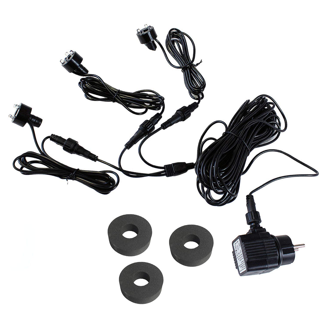Arnusa 3er Set LED Quellsteinbeleuchtung 12V AC IP44 – Springbrunnen &amp; Gartenbrunnen Beleuchtung mit
