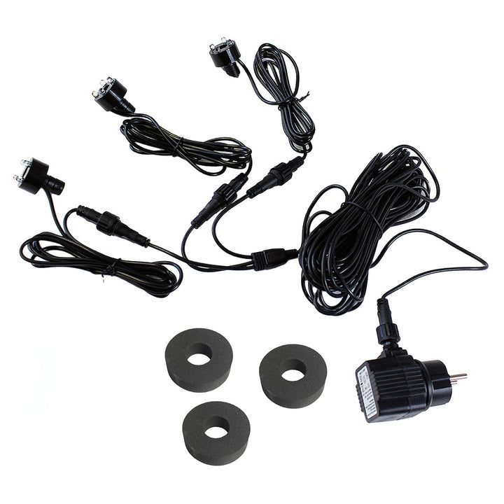 Arnusa 3er Set LED Quellsteinbeleuchtung 12V AC IP44 – Springbrunnen &amp; Gartenbrunnen Beleuchtung mit