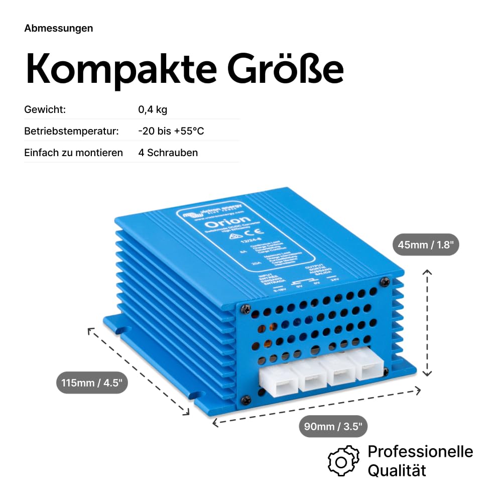 Victron Energy Orion IP20 12/24-Volt 8 Amp DC-DC Konverter Nicht isoliert, Hohe Leistung 12/24-Volt,
