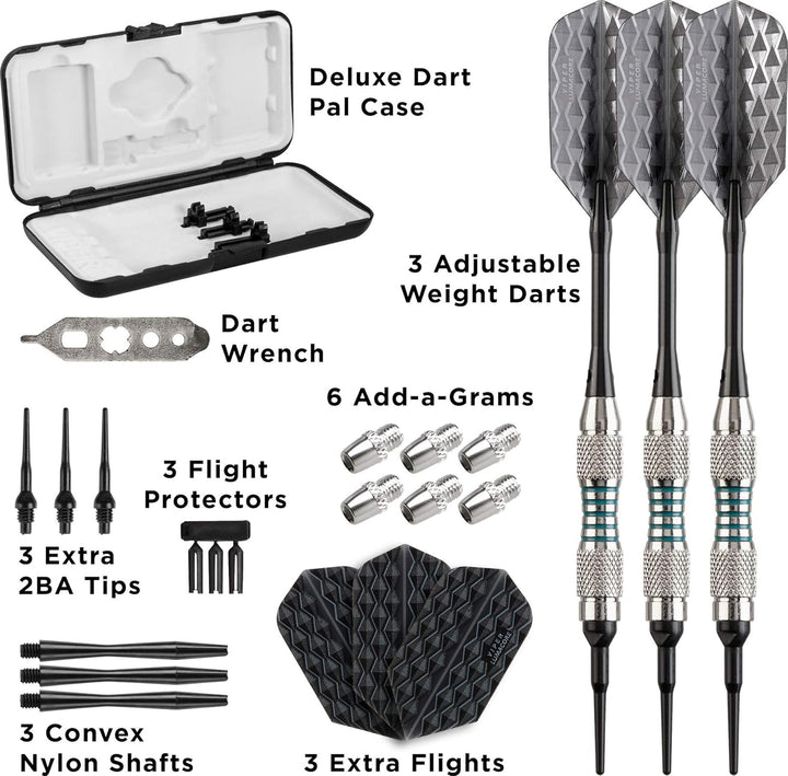 Viper Bobcat Dartpfeile mit weicher Spitze, verstellbar, mit Aufbewahrungs-/Reiseetui Nickel-Silber-