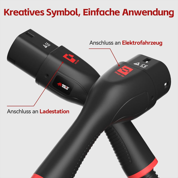 MCEVKELN Typ 2 Ladekabel 11KW 3 Phasig - 16A Ladekabel Typ 2 für Elektroautos & Hybrid 7M Mode 3 Lad
