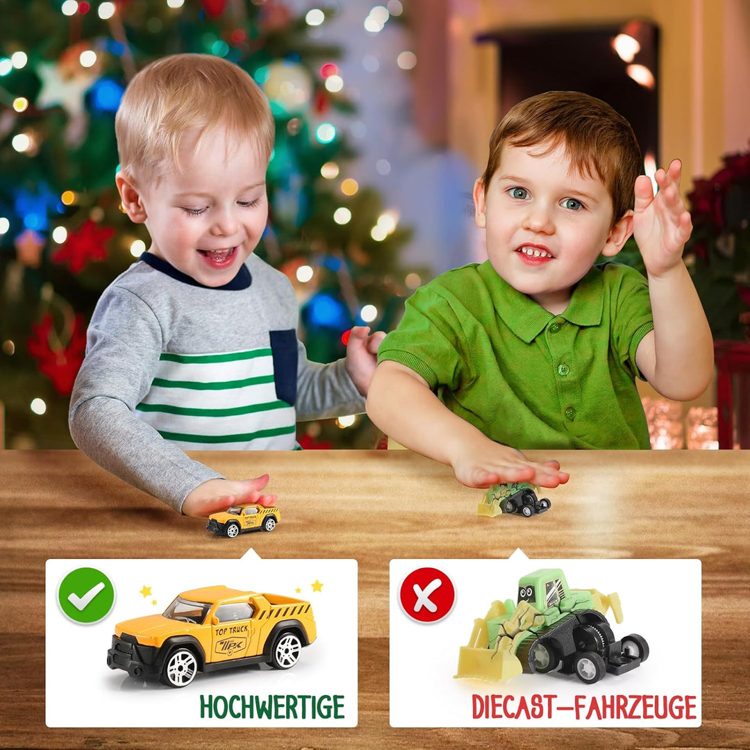 EUCOCO Adventskalender Auto Kinder 2023, Spielzeug ab 2 3 4 5 6 Jahre Junge Weihnachtskalender Kinde