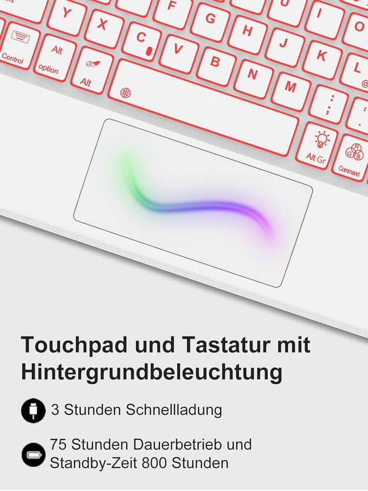 WINCHKING iPad 9 Generation Hülle mit Tastatur 10,2 Zoll für iPad 9/8/7 Gen - 7 Farben Beleuchtete K