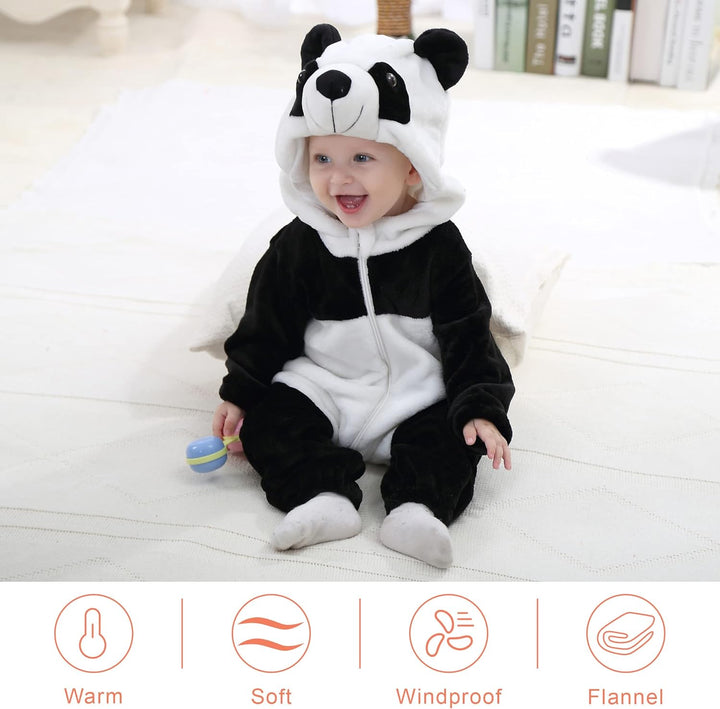 COOKY.D Unisex Winter Hooded Romper Jumpsuit 2-36 Months 6-12 Monate panda, 6-12 Monate panda
