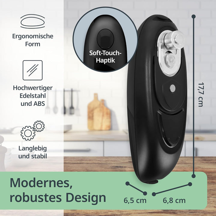 ADE Elektrischer Dosenöffner | perfekt für Senioren | praktischer Deckelöffner mit Magnet und Haken