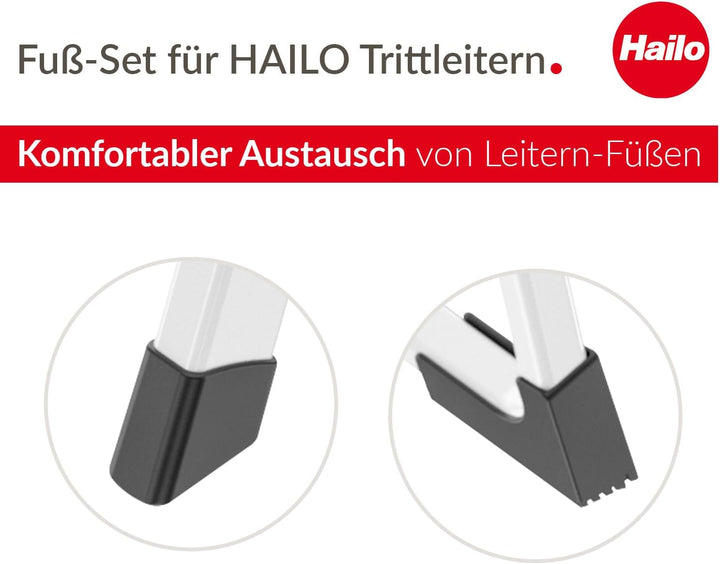 Hailo Leiter-Fuss-Set - Ersatzfüsse für Hailo Trittleitern wie K10, K20, K30, K40 BasicLine und K70