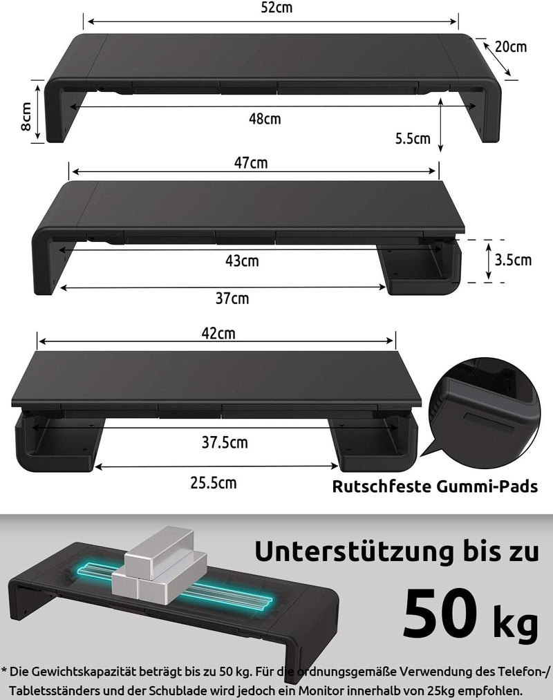 TATEGUARD Faltbarer Monitorständer Riser Computer Monitorständer mit Verstellbarer Breite kompatibel