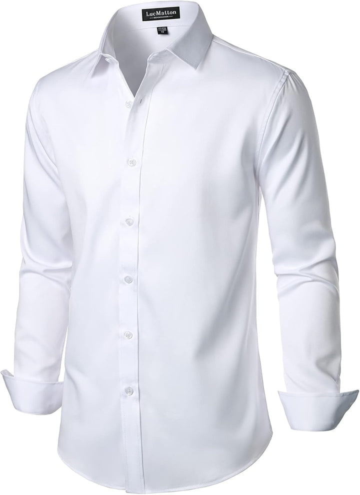 LucMatton Herrenhemd, formell, dehnbar, knitterfrei, langärmelig, schmale Passform, Button-Down-Shir
