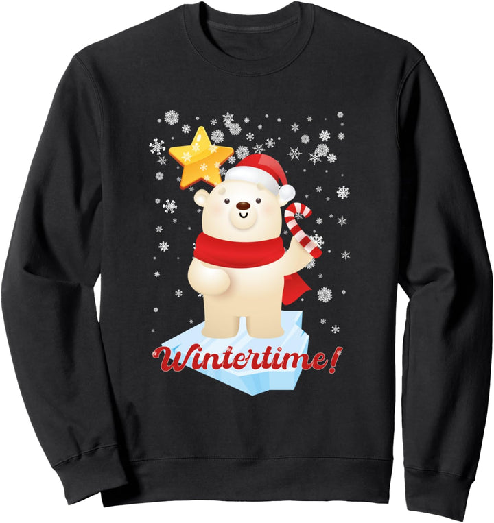 Wintertime! Weihnachtlicher Bär mit Stern und Zuckerstange Sweatshirt